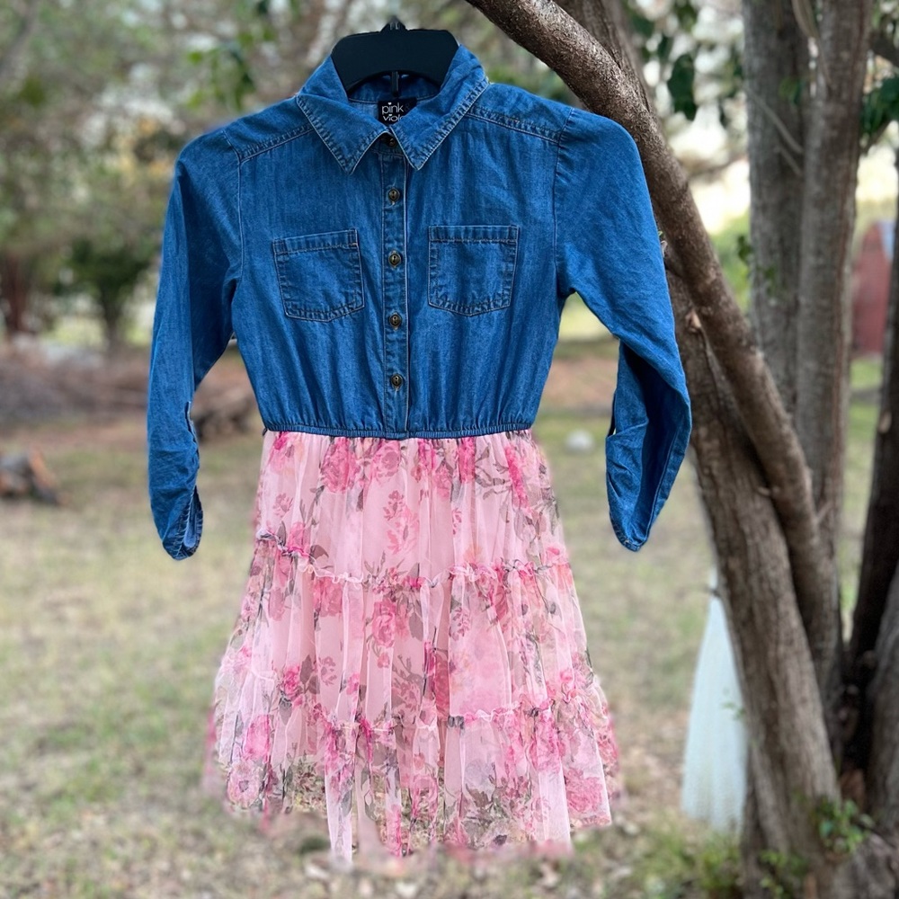 Pink velvet girls dress